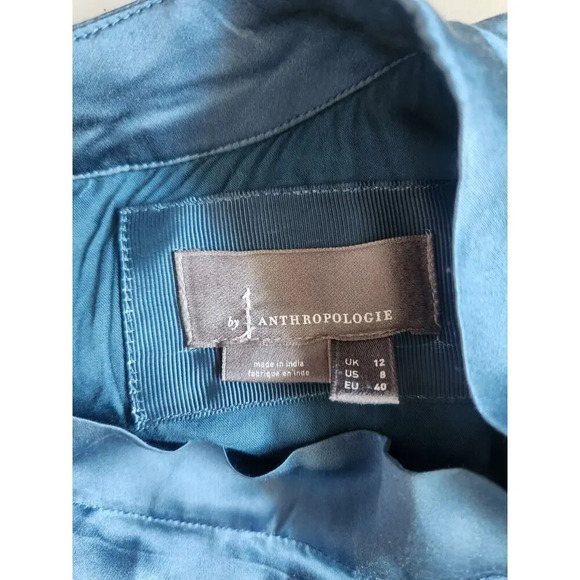 NWD By Anthropologie Mock-Neck Draped Silk Dress Size 8 Slate #GC212 - Picture 7 of 14